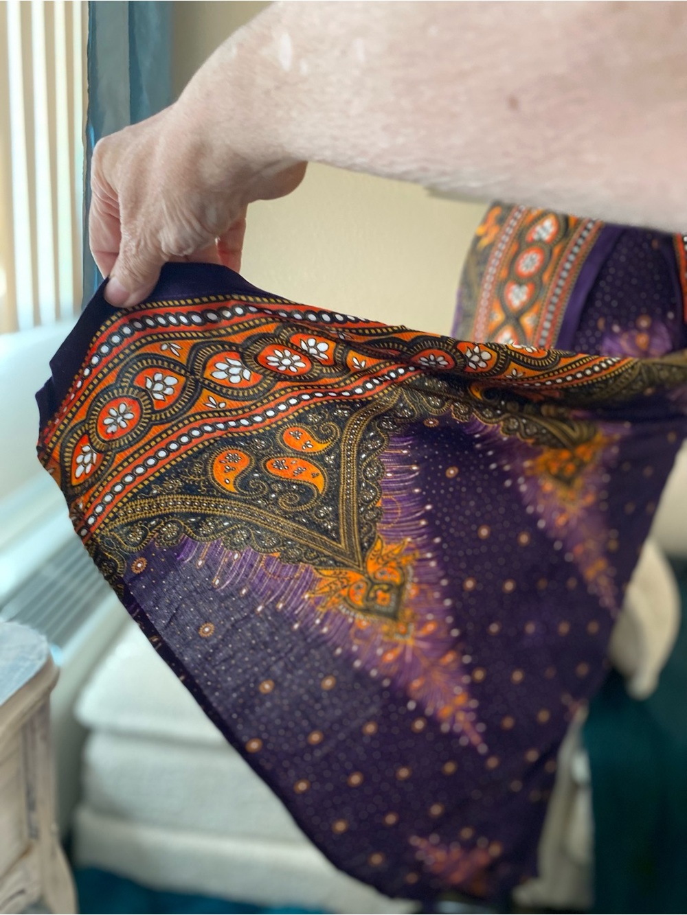 Tansy Bohemian Wide Leg Pants in Purple and Orange - Picture 7 of 13